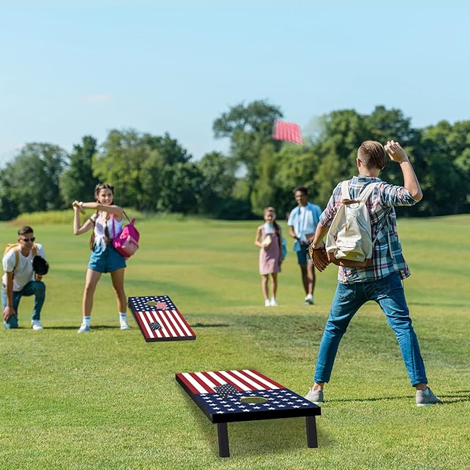 PetGirl Wood Cornhole Boards Set, Indoor & Outdoor Corn Hole Games for Adults Kids, Corn Hole Sets with Carry Case & 8 Bean Bags, Toss Game for Yard, Backyard, Beach