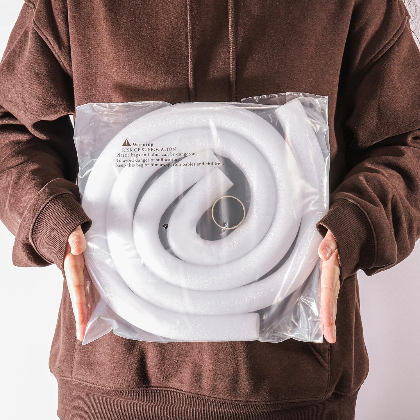 MECCANIXITY 4pcs Pipe Insulation Foam Tube Pipe Lagging 15mm(9/16 Inch) ID 25mm OD 3ft Freeze Protection for Copper Pipe, White