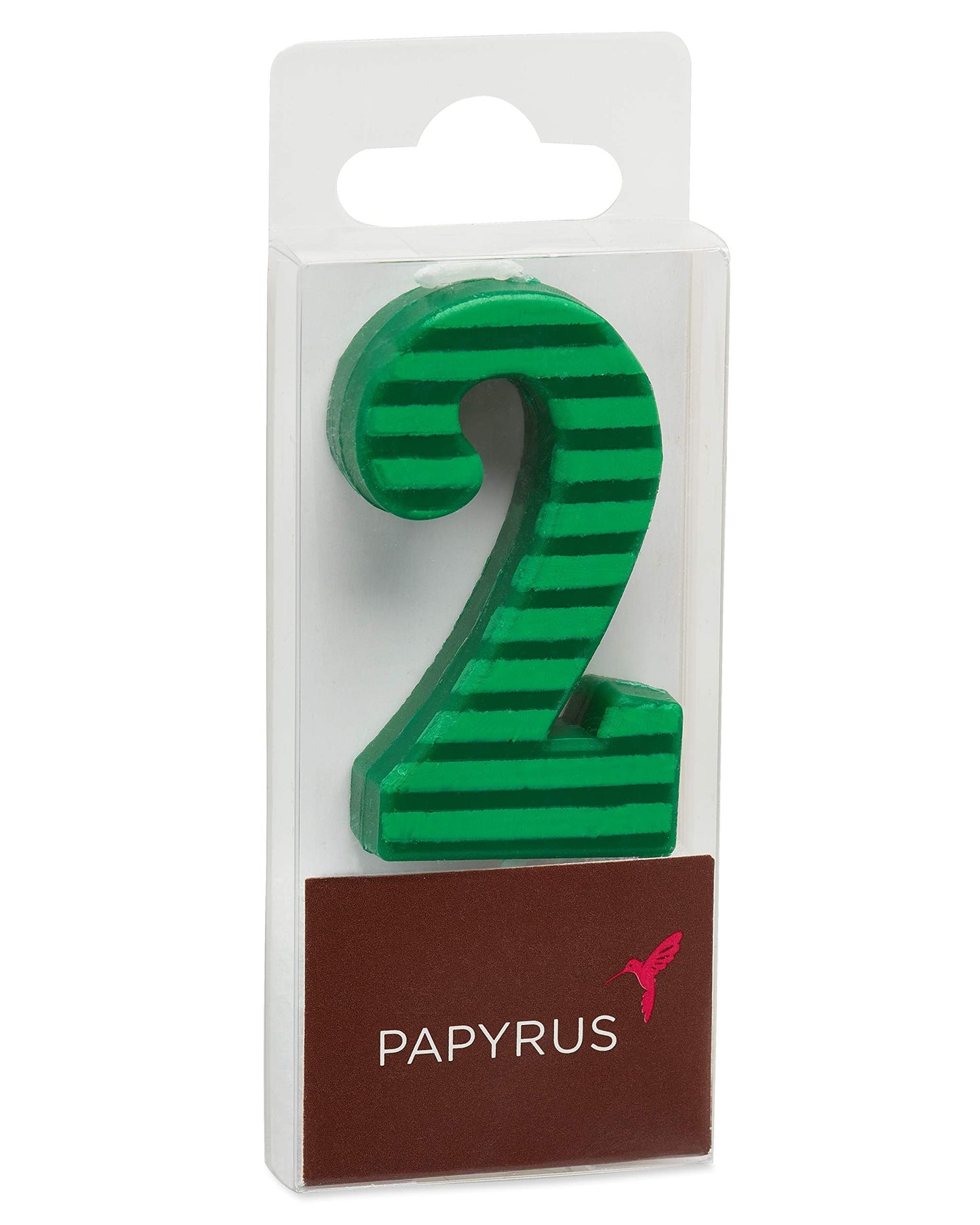 Papyrus Number Birthday Candles Pack, Green Stripes (10-Count)