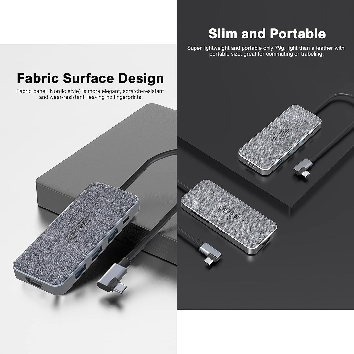 ZSIMC 7-in-1 4K 100W 3 3.0 6, USB C Hub, Docking Station Multiport Adapter with HDMI, Power Delivery, USB Ports, SD/TF