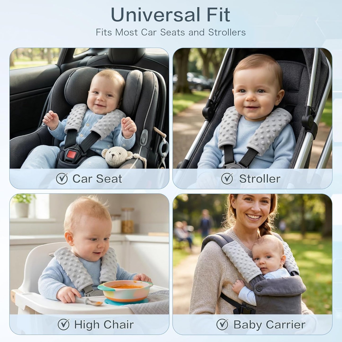 Pro Goleem Car Seat Strap Covers - Soft Shoulder Pads for Babies | Universal Fit, Gray