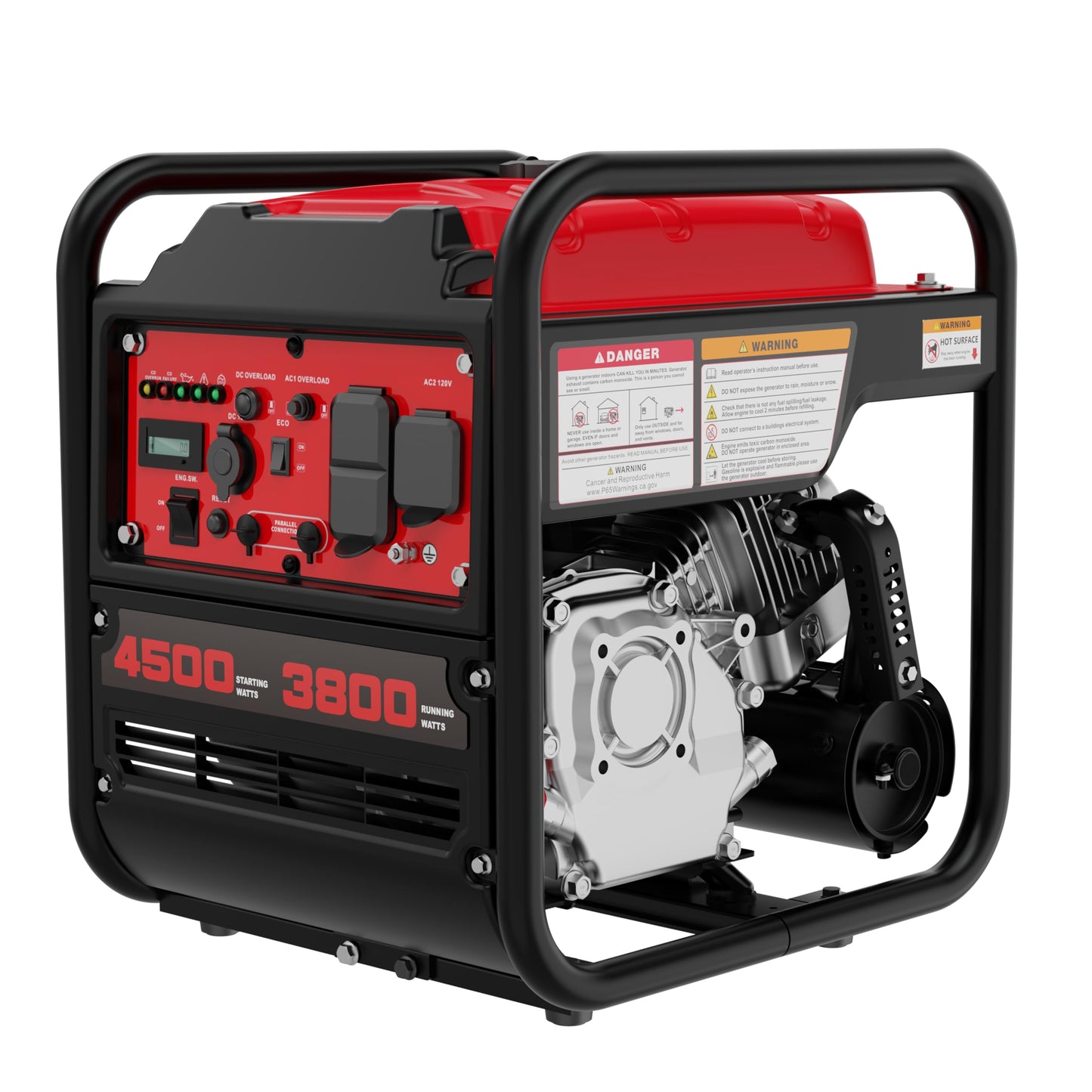 PowerSmart 4500W Portable Inverter Generator with CO Alarm, 223cc Gas Powered Engine, Quiet Run for RV Ready, Home Backup, Emergency, & Camping, EPA Compliant, Parallel Ready