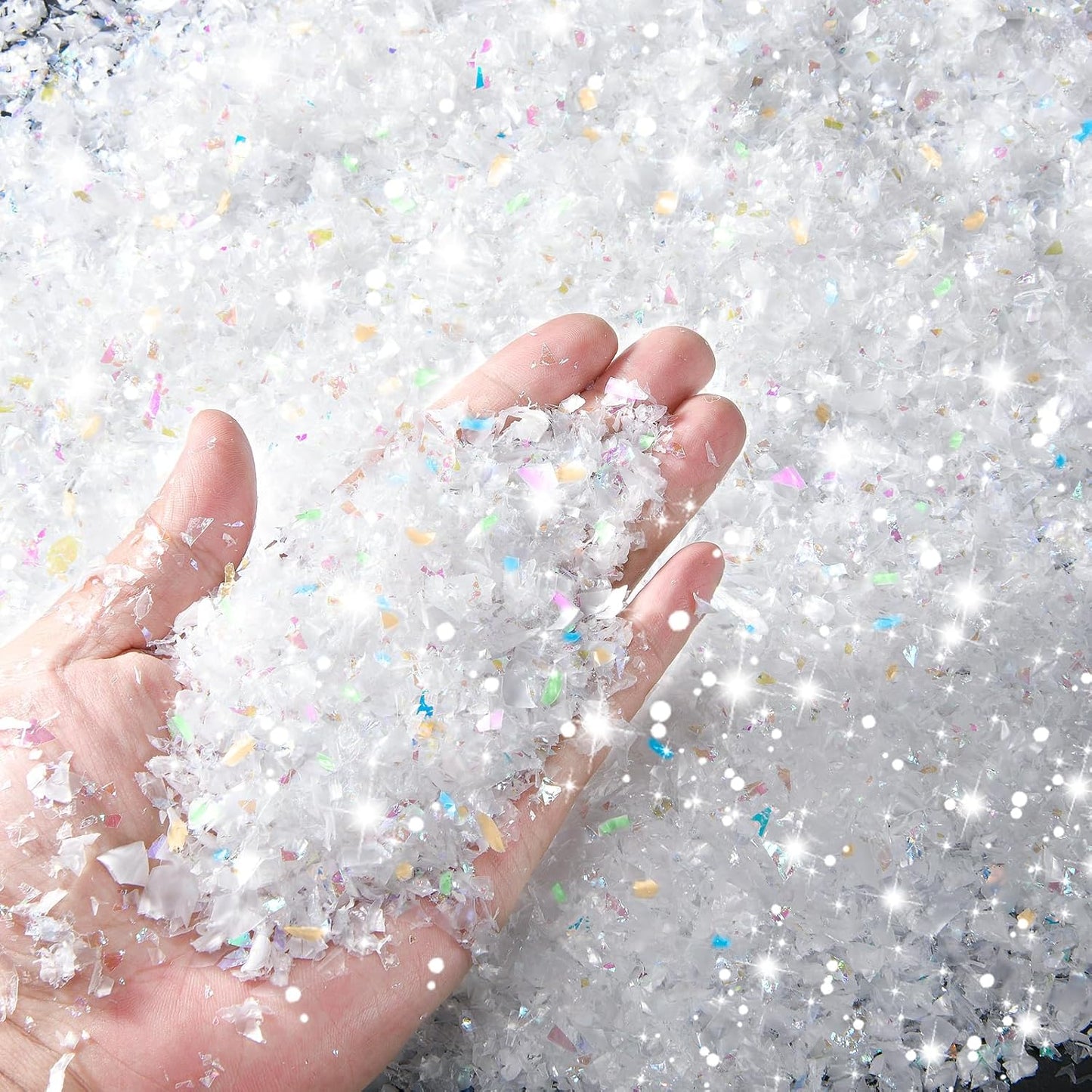 Skiennix Fake Snow Decor - Glittery Artificial Snow for Craft Making & Holiday Decorations | 10.6 Ounce