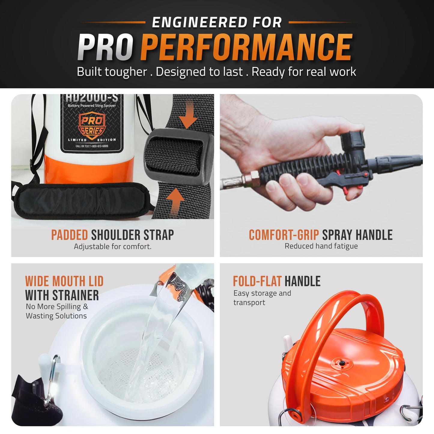 PetraTools Battery Powered Sprayer 2 Gallon – Battery Operated Sprayer for Lawn and Garden, 2 Gallon Sprayer for Weed control, Pest Control, Watering with 9 Spray Nozzles & Gloves (2Gallon Pro Series)