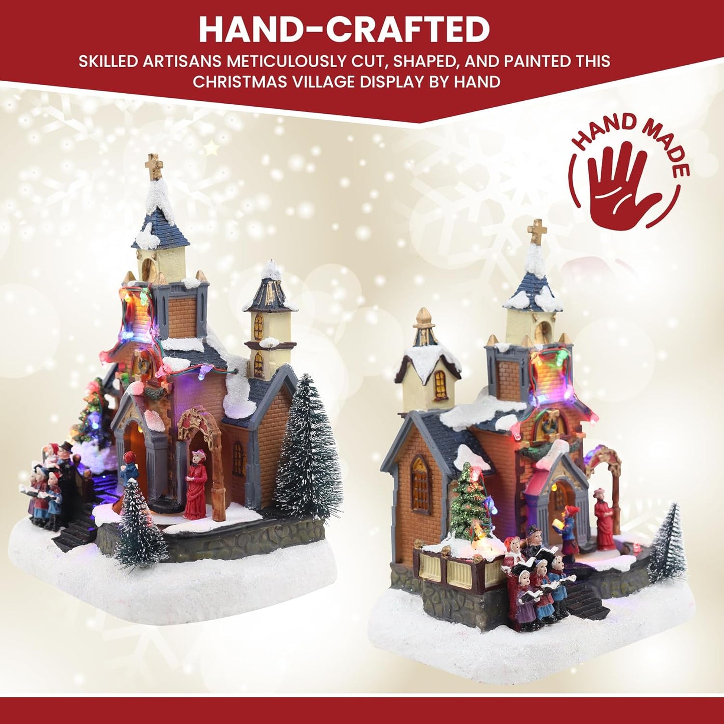 Regine Switzerland Christmas Village Church Scene - Animated Pre-Lit Musical Winter Display | Perfect Holiday Decoration