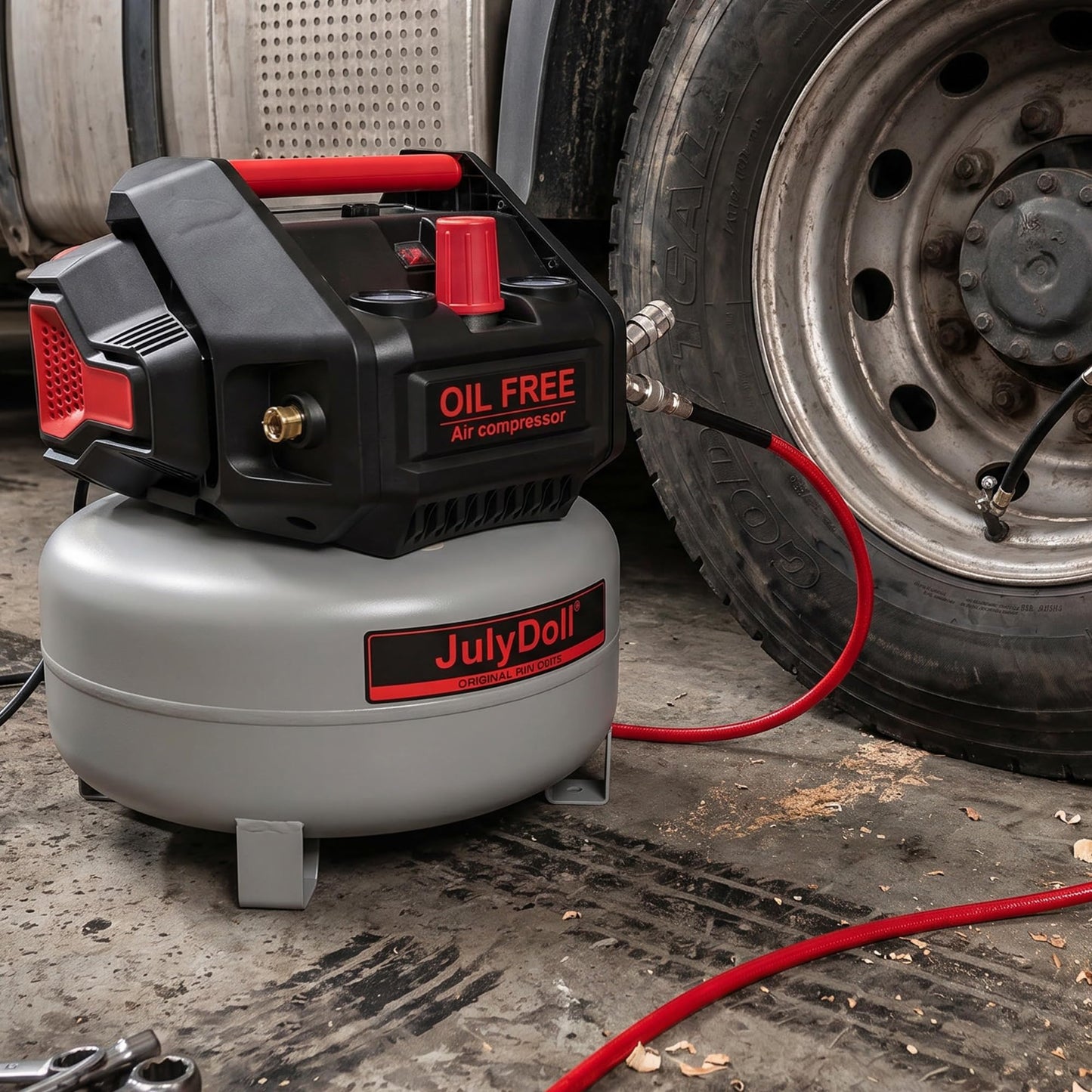 6 Gallon Pancake Air Compressor, 2.0 HP, Max 150 PSI, Oil-Free Motor, Portable Air Compressor for Garage, Workshop, Tire Inflation