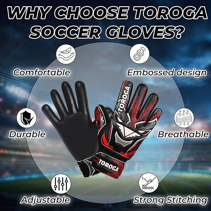 Goalkeeper Gloves for Kids & Youth – Soccer Goalie Gloves, Strong Latex Grip, Double Wrist Support & Breathable Mesh – Boys Football Gloves
