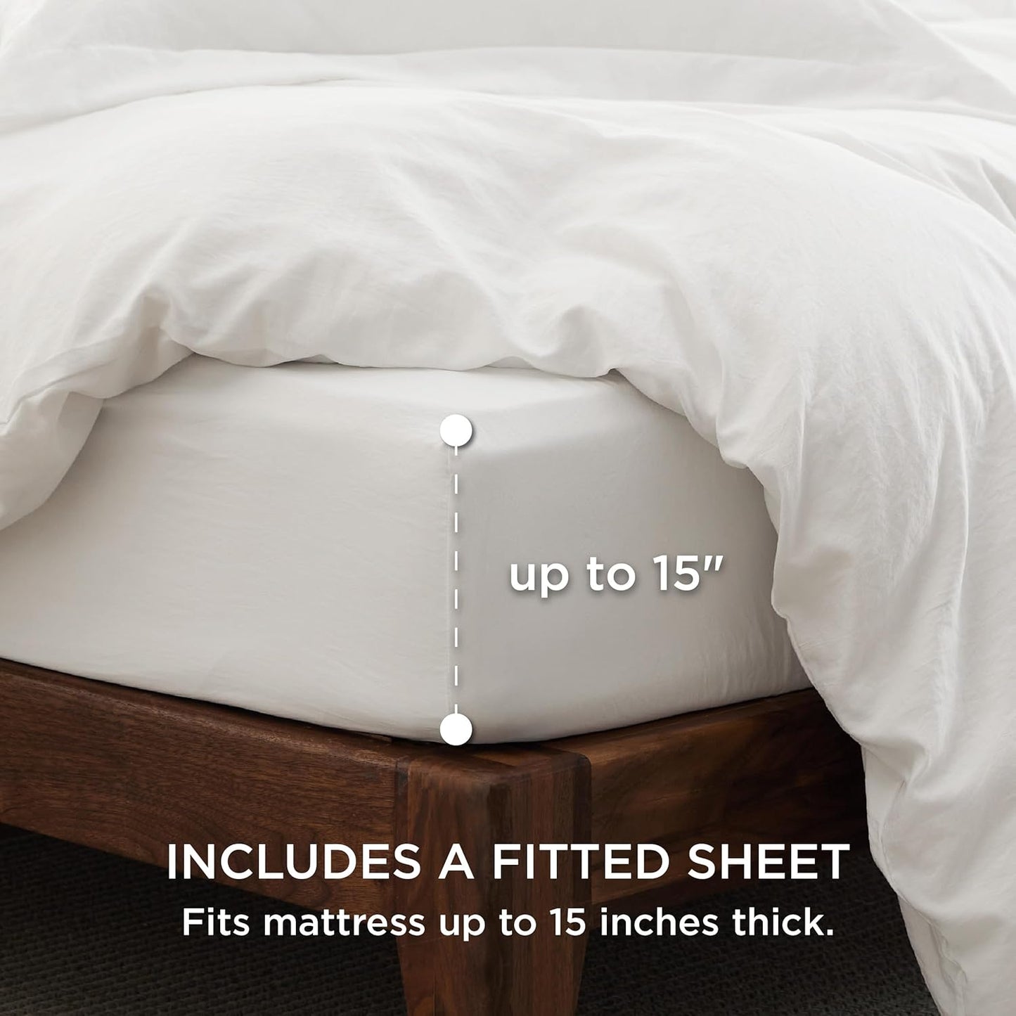 Bedsure Duvet Cover Set - King Size 4-Piece Extra Soft Cotton-Like Bedding in White | Zipper Closure & Fitted Sheet