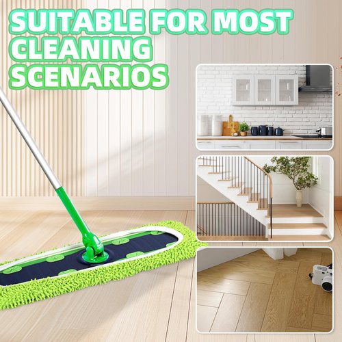 Nicemiya 4 Pack Reusable X-Large Mop Pads Compatible with Swiffer Sweeper XL, Microfiber Chenille Washable Swiffer XL Mop Pads, Dry & Wet Sweeping Mopping Cloths XL