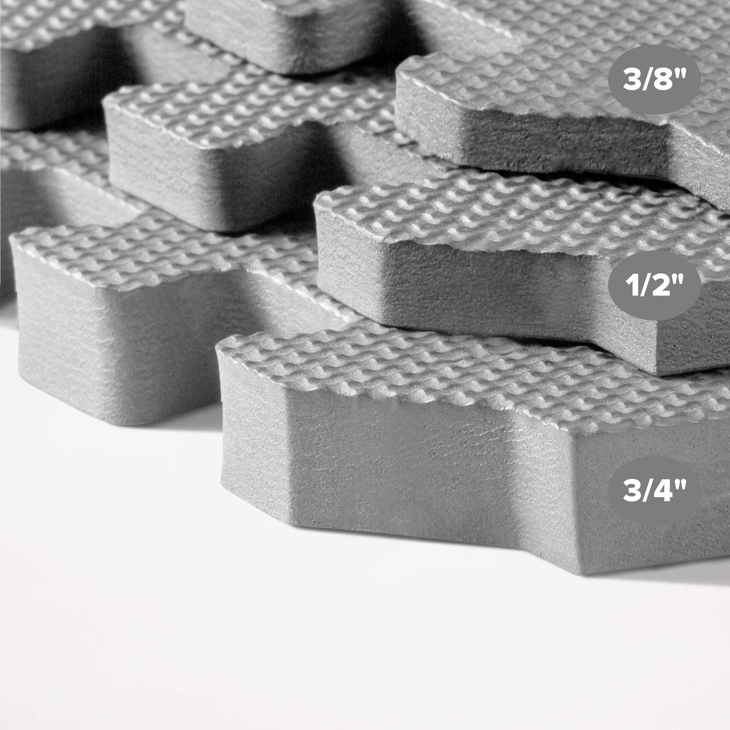 We Sell Mats 1/2 Inch Thickness Multipurpose EVA Foam Floor Tiles, Interlocking Floor Mat for Indoor Gym and Home Use, 24 in x 24 in, Light Gray, 24 Square Feet (6 Tiles)
