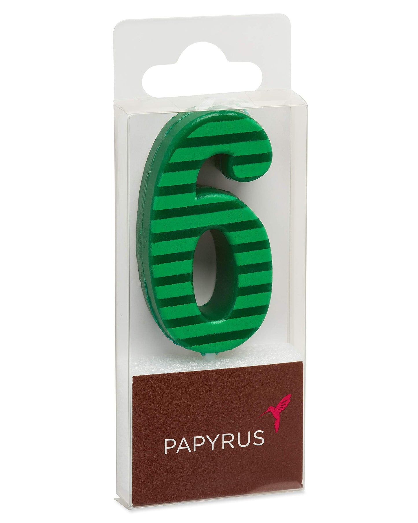 Papyrus Number Birthday Candles Pack, Green Stripes (10-Count)