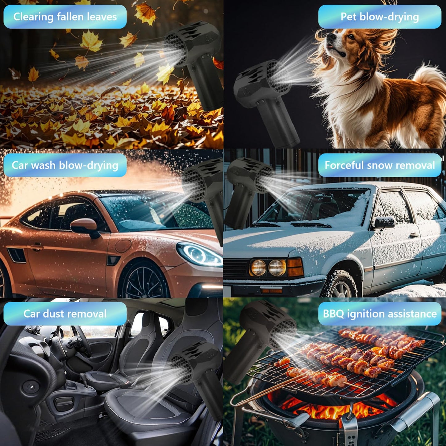 X64 Violent Turbo Fan, Mini Jet Turbo Fan, Car Violent Blower, 4000mAh 64mm Duct Fan Brushless Motor Air Blower, Instantaneous Thrust 1.4 Kg/s Wind Speed 66m/s Blower Dryer