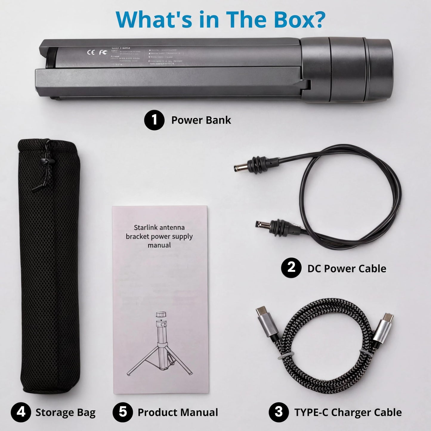 Starlink Mini Battery Pack 166Wh 45000mAh with Tripod Mount, Charger, 6H Runtime, 60W USB-C PD Fast Charge in/Out, Pass-Through Charging, RV Outdoor Off-Grid Emergency Power