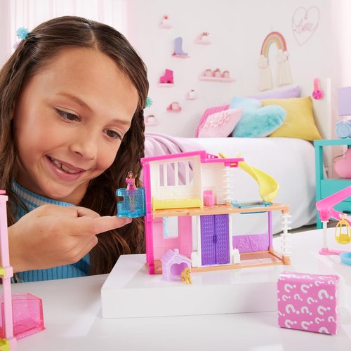 Barbie Mini Dreamhouse Doll House Set - Includes 1.5-Inch Doll, Furniture, Elevator & Pool