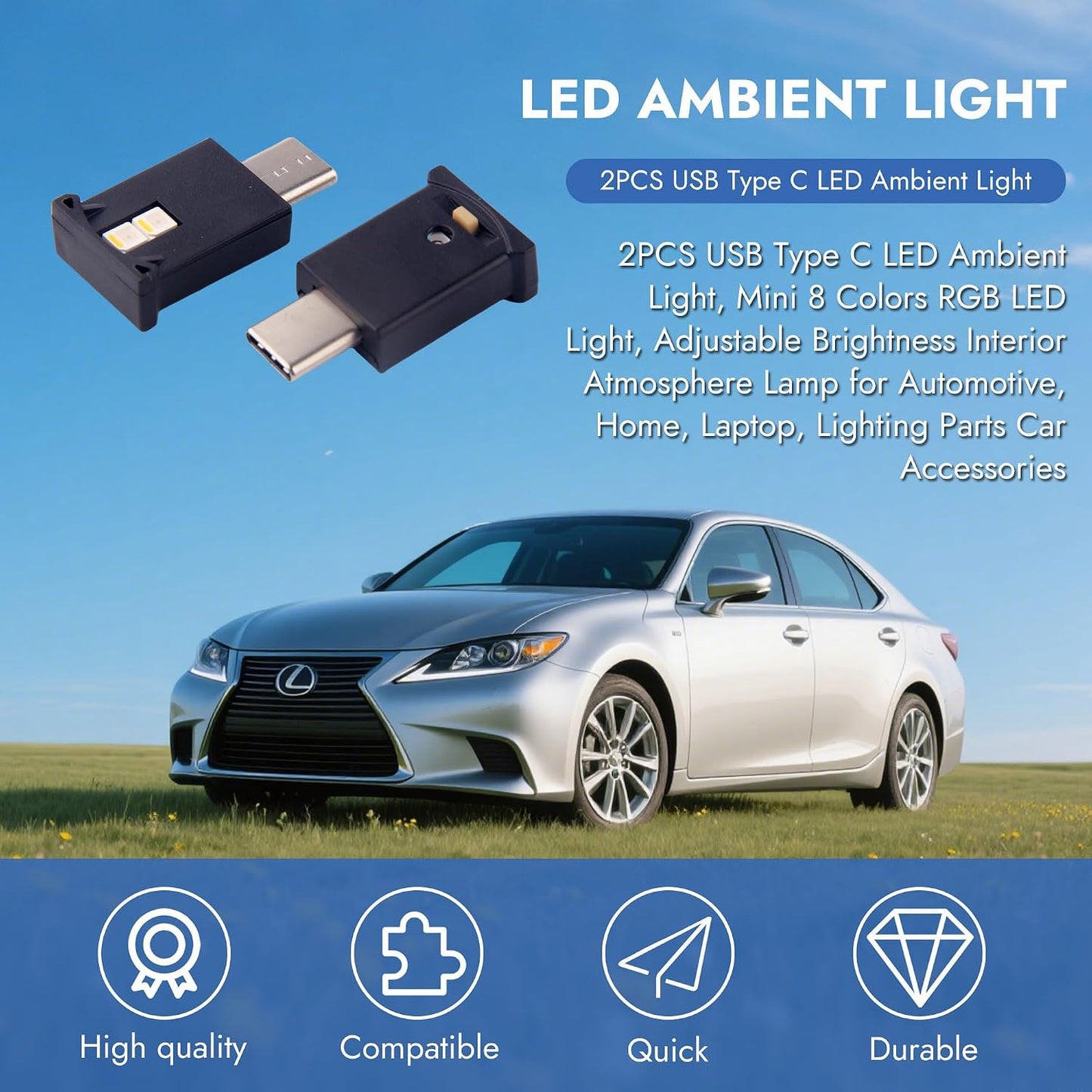 BlinkAutor 2 7 Setup Mini USB LED Light Pcs Type C LED Night Lamp Universal Atmosphere Smart Night Lamp Adjustable