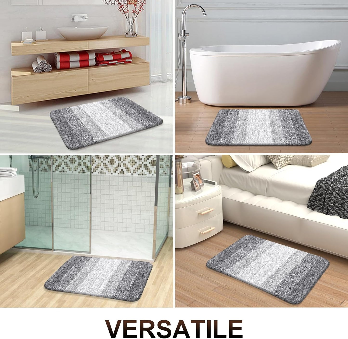 OLANLY Bathroom Runner Rug - Extra Soft Microfiber Mat 44x24 | Quick Dry & Washable, Light Grey