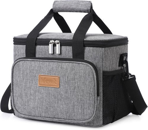 Lifewit Insulated Lunch Bag - Soft Cooler Tote for Adults | Gray 12-Can Capacity (9L)