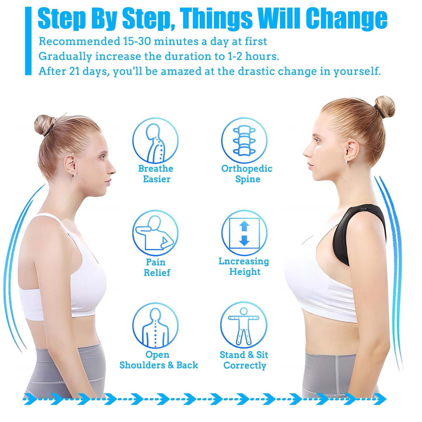 HVRCRK Posture Corrector for Men And Women - Thin & Invisible Back Brace for Posture - Adjustable Back Support Brace - Relieve Upper Back Discomfort & Regain Confidence, L(38-48inch) 1PCS