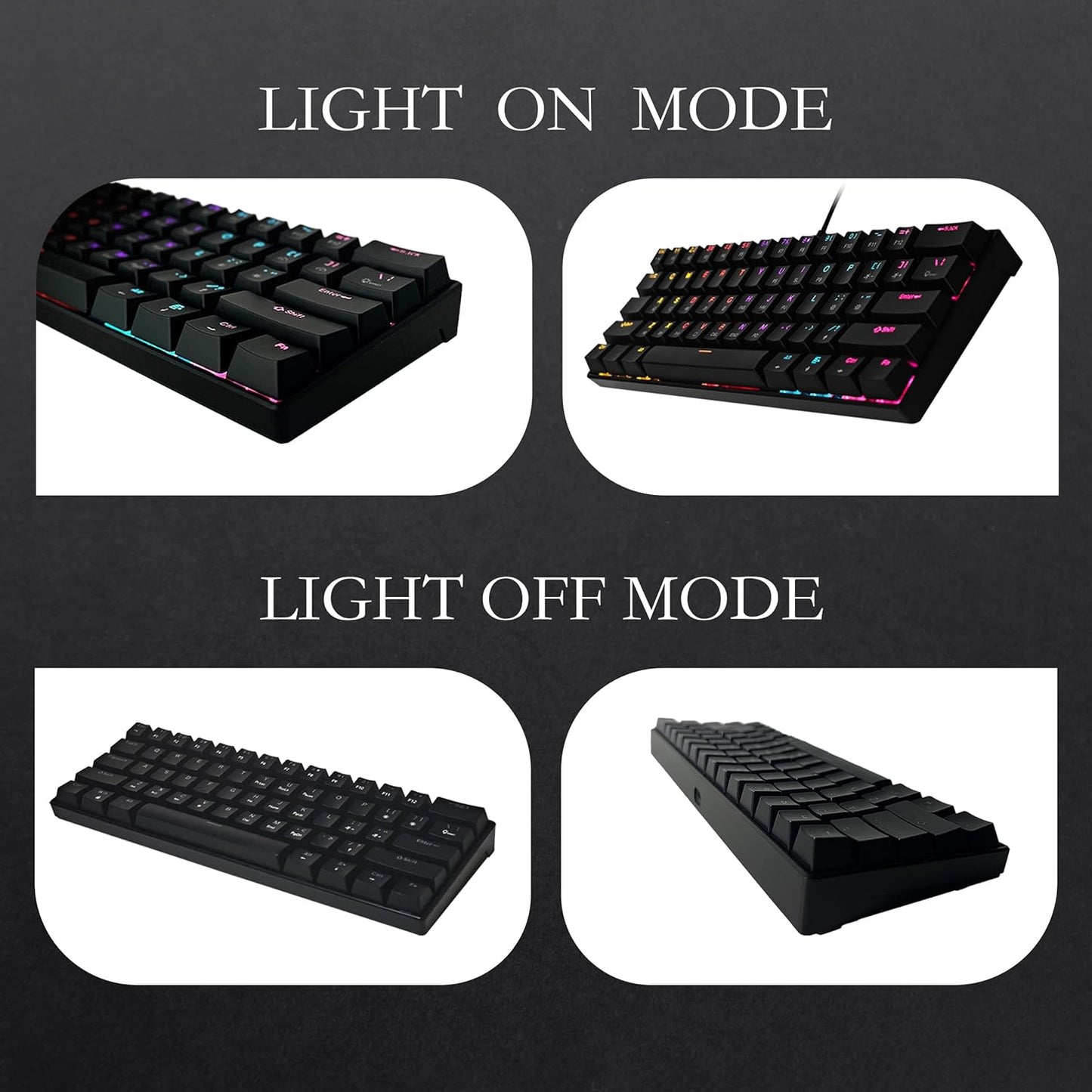 Bangsanth 60% 26-Mode 61-Key, Mechanical Keyboard, Mechanical Gaming Keyboard with Blue Switches and Dynamic RGB