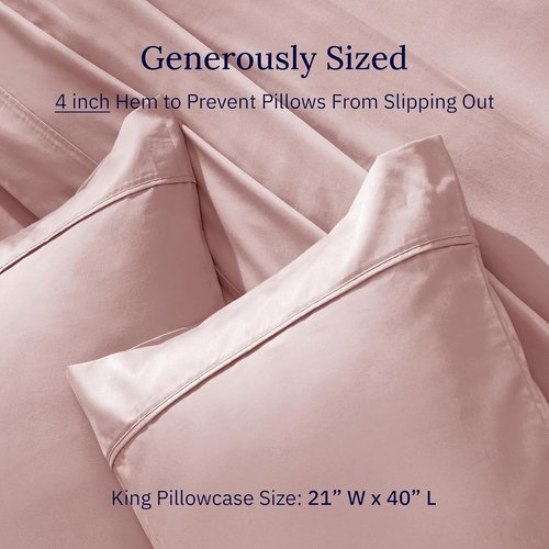 California Design Den King Size Pillow Cases Set of 2 | 400 Thread Count 100% Cotton - Soft Mauve Sateen