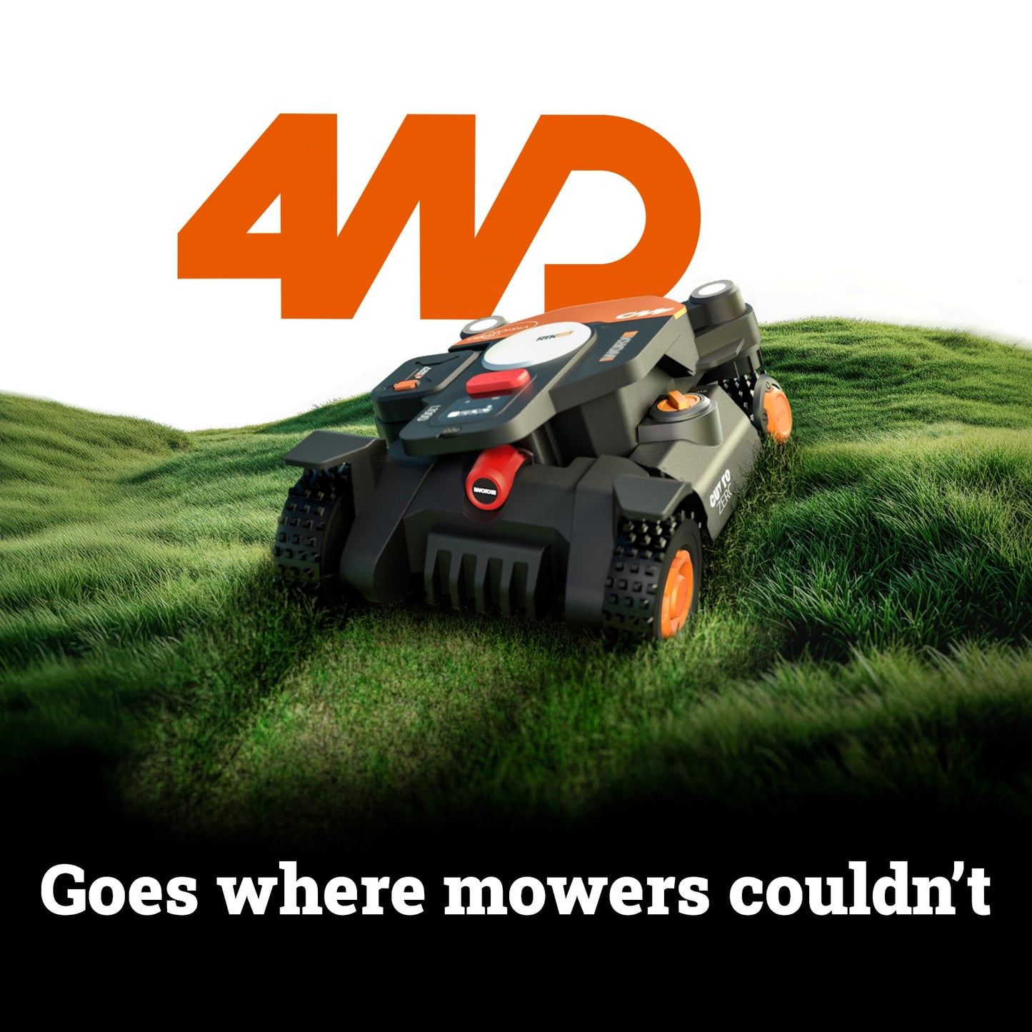 Worx Landroid Vision Cloud 4WD Robot Lawn Mower, No Perimeter Wire Robot Mower for 1 Acre, AI Obstacle Avoidance + RTK Cloud Navigation, 84% Slope, Auto Mapping, App Control, Cut-to-Zero, WR344