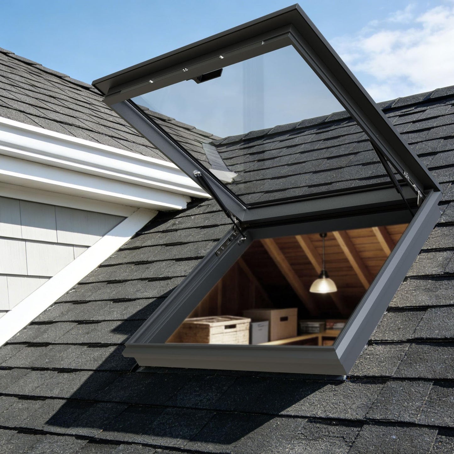 Viuseo Manual Skylight Window, Skylights for House Roof with Double Tempered Glass and Aluminum Alloy Frame, Roof Skylight for Home/Sun Room/Attic/Basement Daylighting