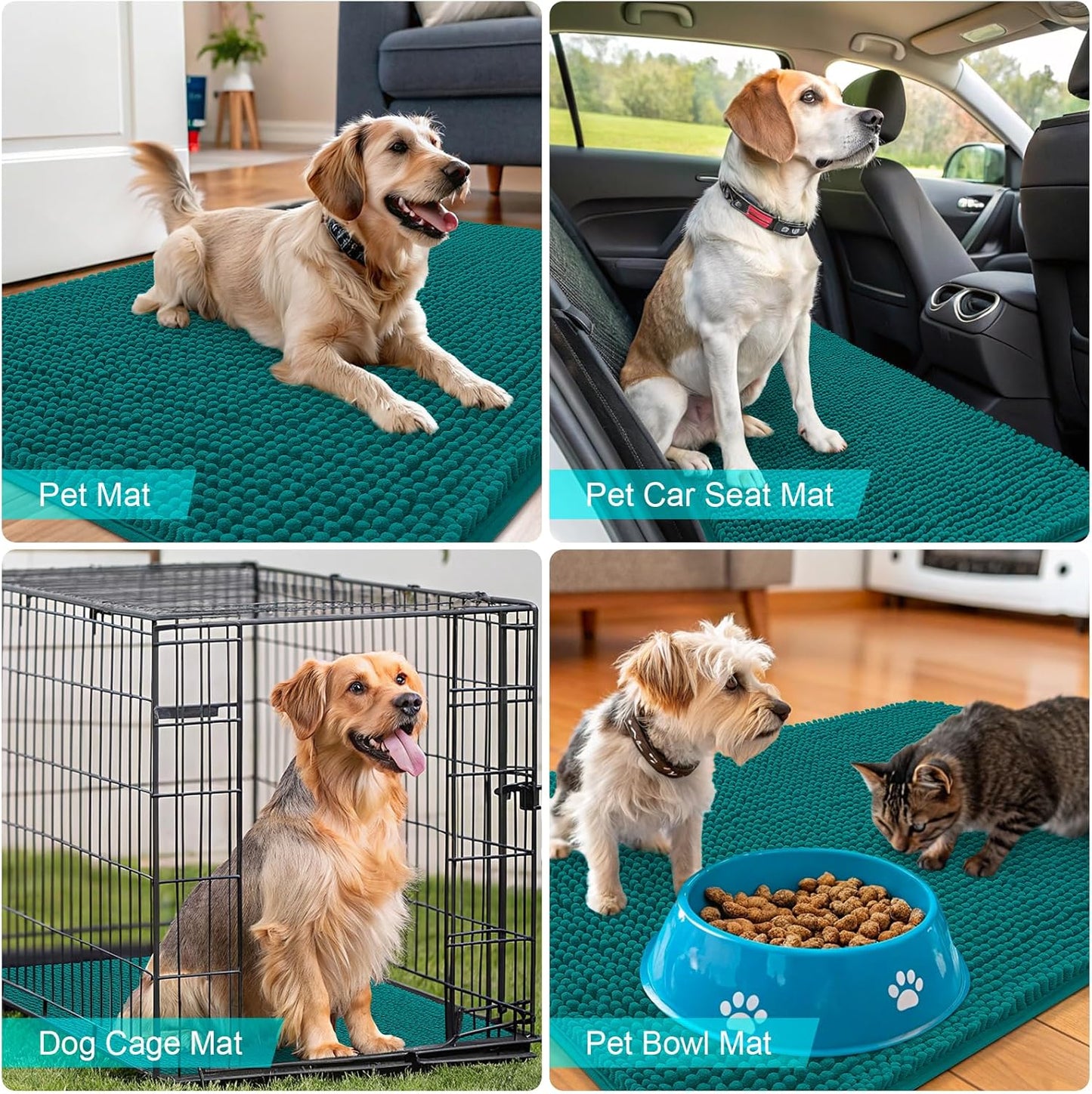 OLANLY Dog Door Mat - Absorbent Non-Slip Washable Doormat for Muddy Paws | 47x24, Lake Blue