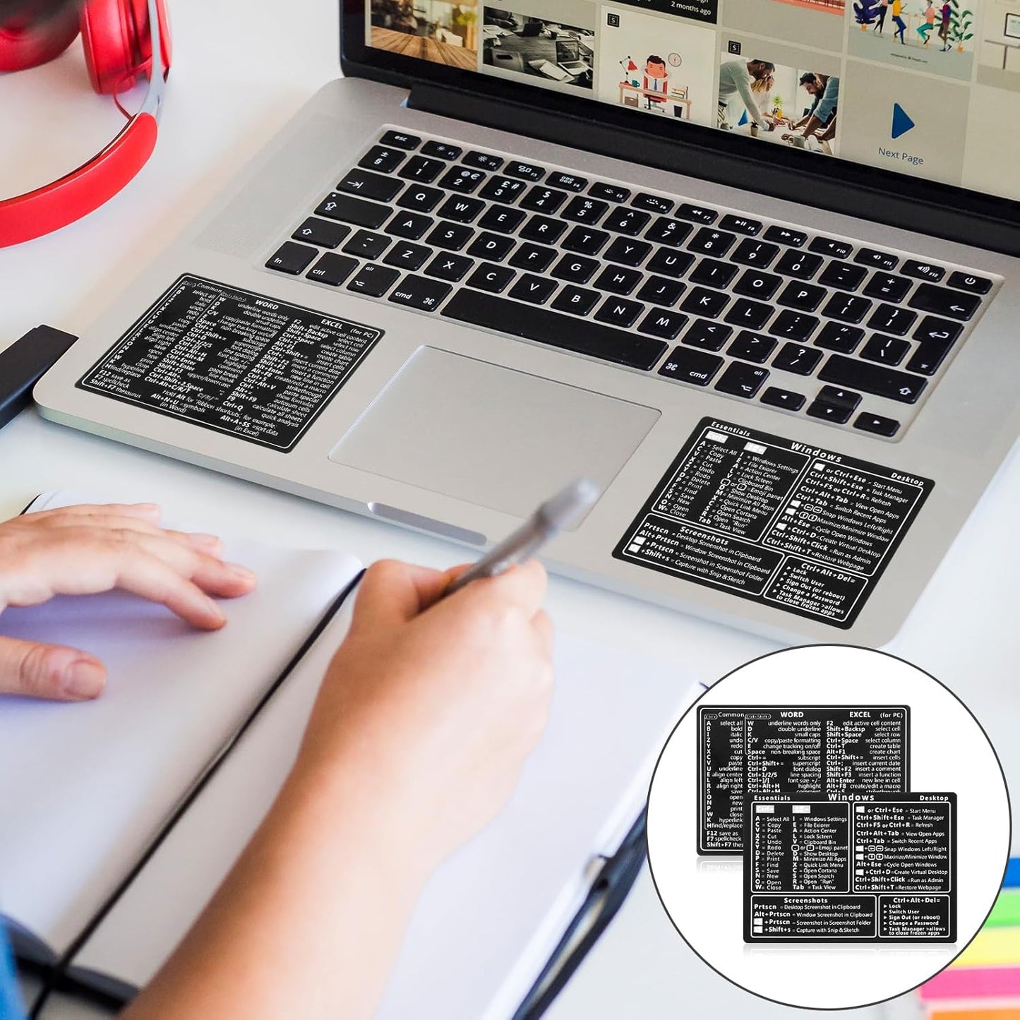 GEEHUA 2 Pcs Laptop Shortcuts Stickers, Word/Excel Quick Reference Guide Keyboard Shortcut Stickers Notebook PVC