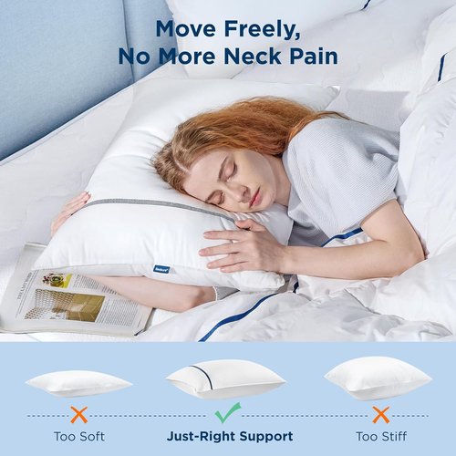Bedsure Queen Pillows - Luxury Firm Sleeping Pillows with Diamond Design Cover | Fluffy Down Alternative Filling