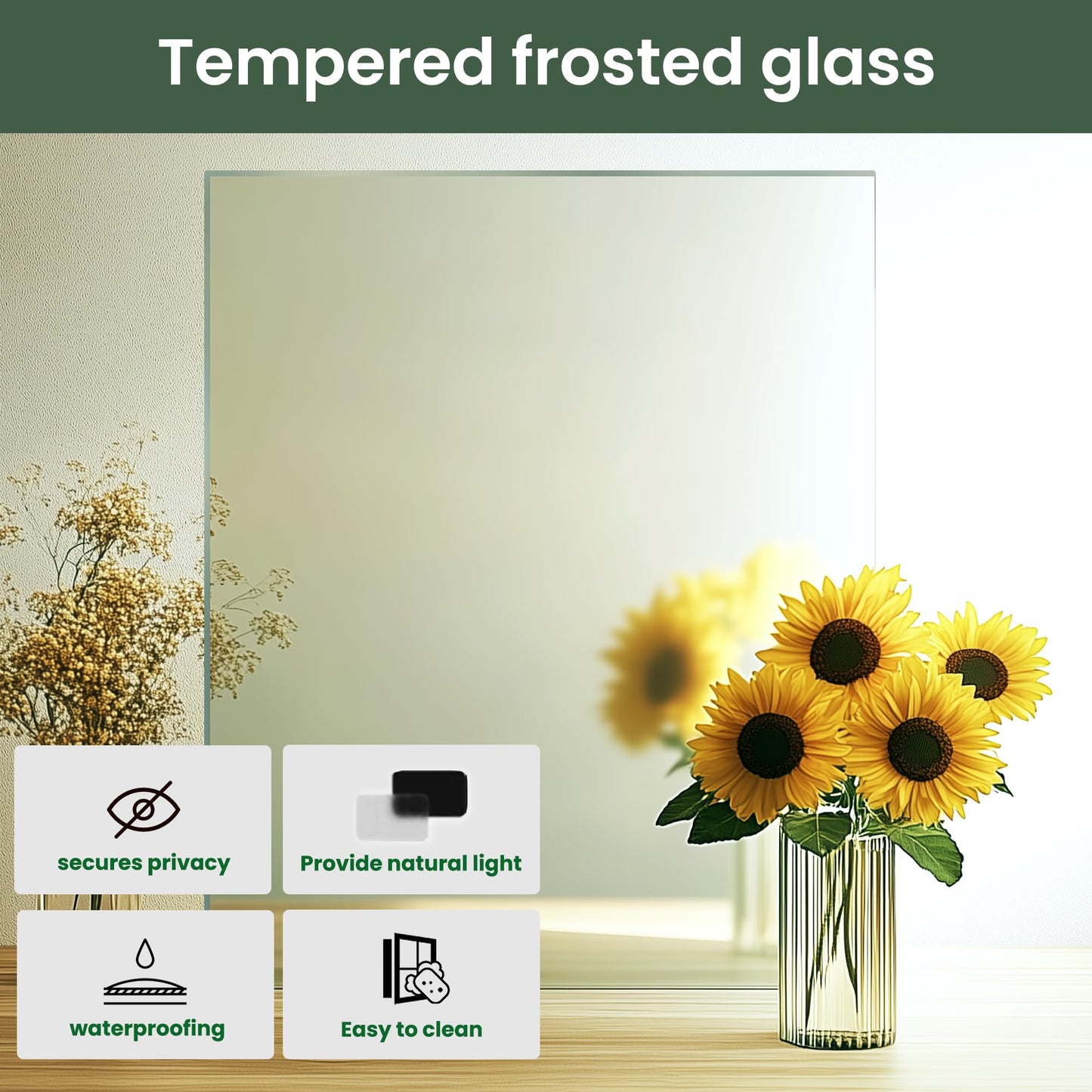 SMARTSTANDARD 5-Panel Frosted Glass Interior Door Slab, 32" x 80" Slab Door for Pantry Pocket Laundry Bathroom French, Solid Core Pre-Assembled Panel Without Hardware, White