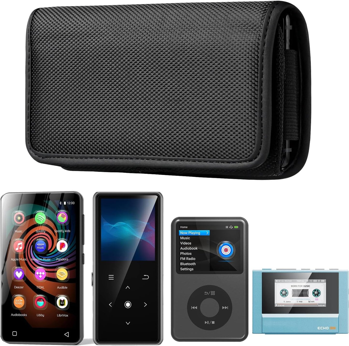 Ranyi MP3 G1 G3 G5 Y1 M3 A02 M4S MP3 Player Holster Case, Protection Nylon Pouch Holster with Belt Loop Clip Carrying