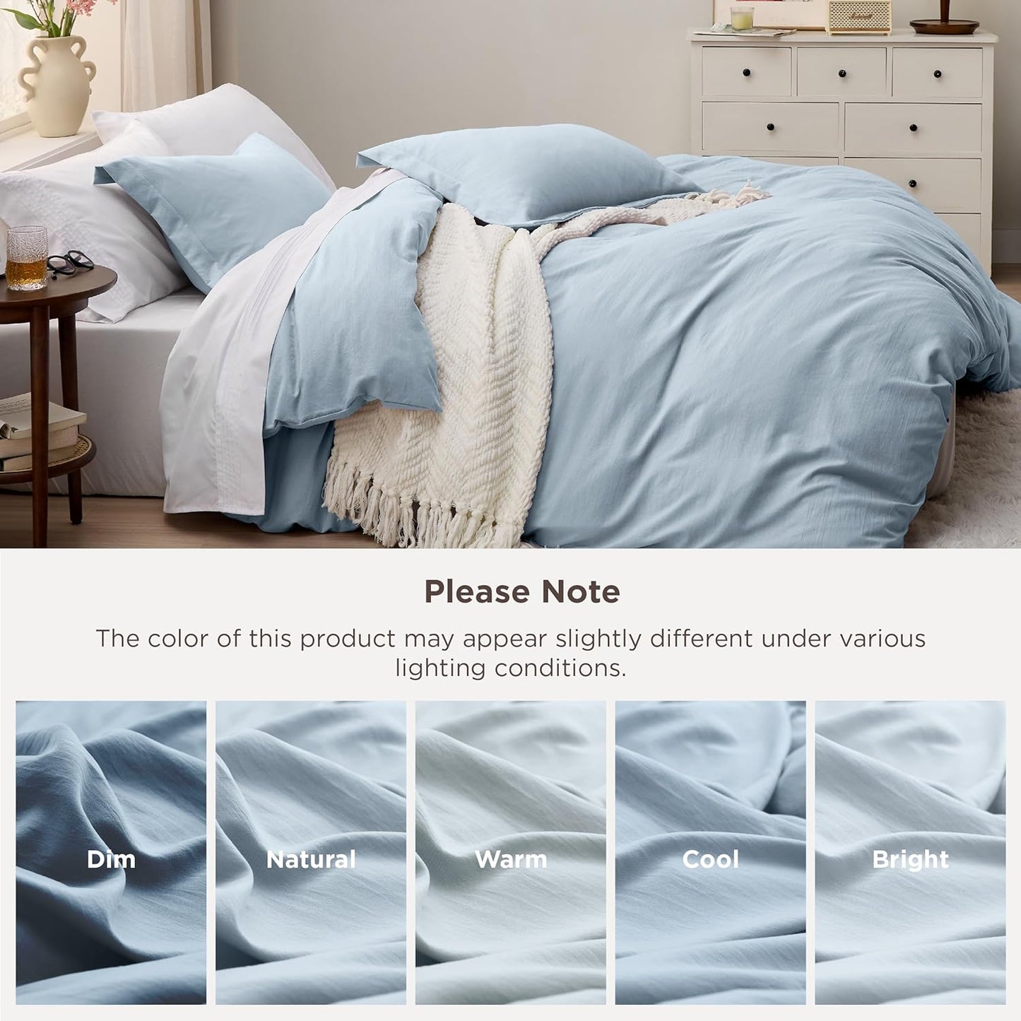 Bedsure Celestial Blue California King Duvet Cover - Extra Soft Prewashed Bedding Set, 104x98 Inches with Zipper Closure & 2 Pillow Shams