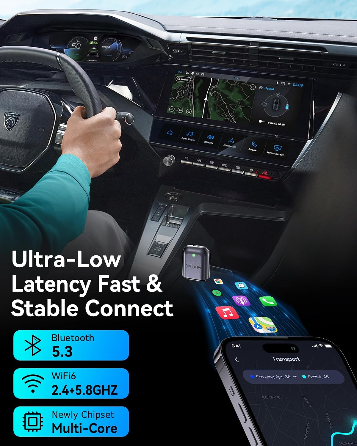 Burnt Sugar 2026 10+ 2016+ Wireless Carplay Adapter for iPhone Upgraded, Ultra-Mini USB Design for Apple Car Play