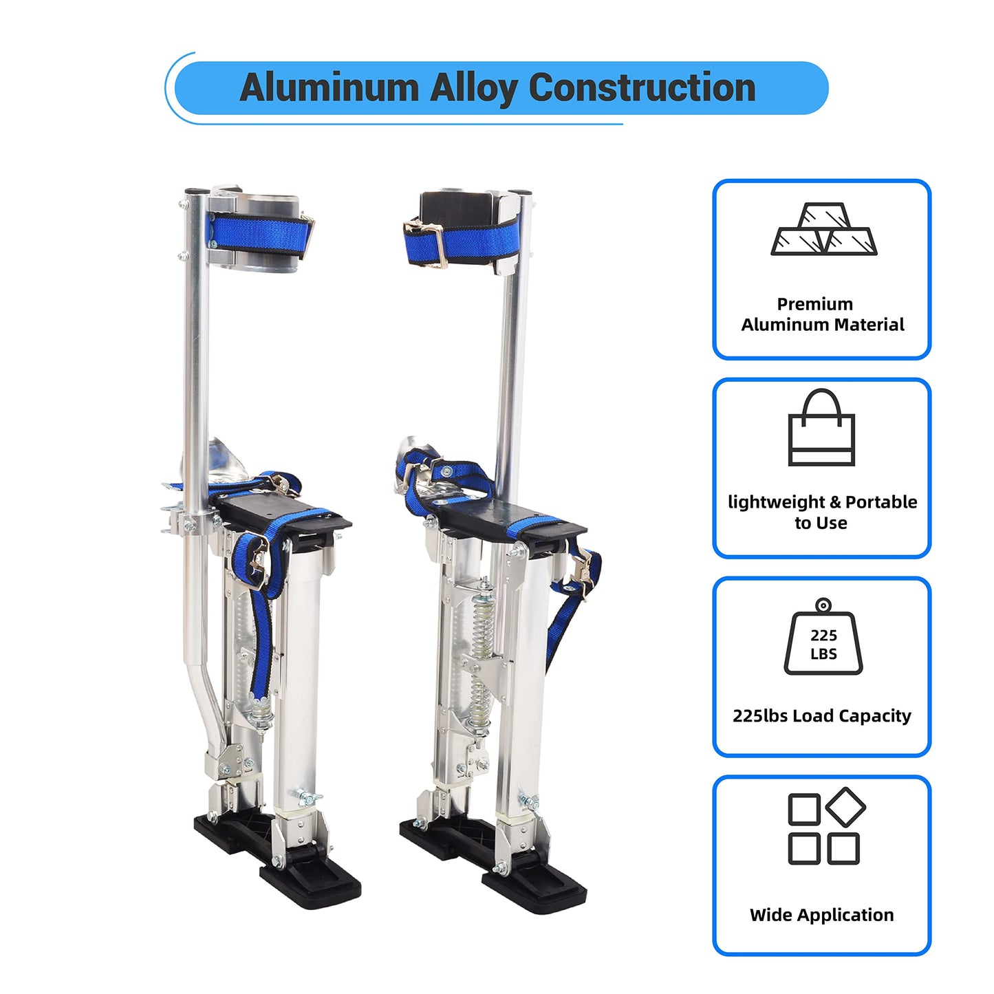 GESEXI Drywall Stilts 15”-23” Adjustable Lightweight Aluminum Tool Stilt with Knee Pads Protection for Painting Painter Taping,Silver