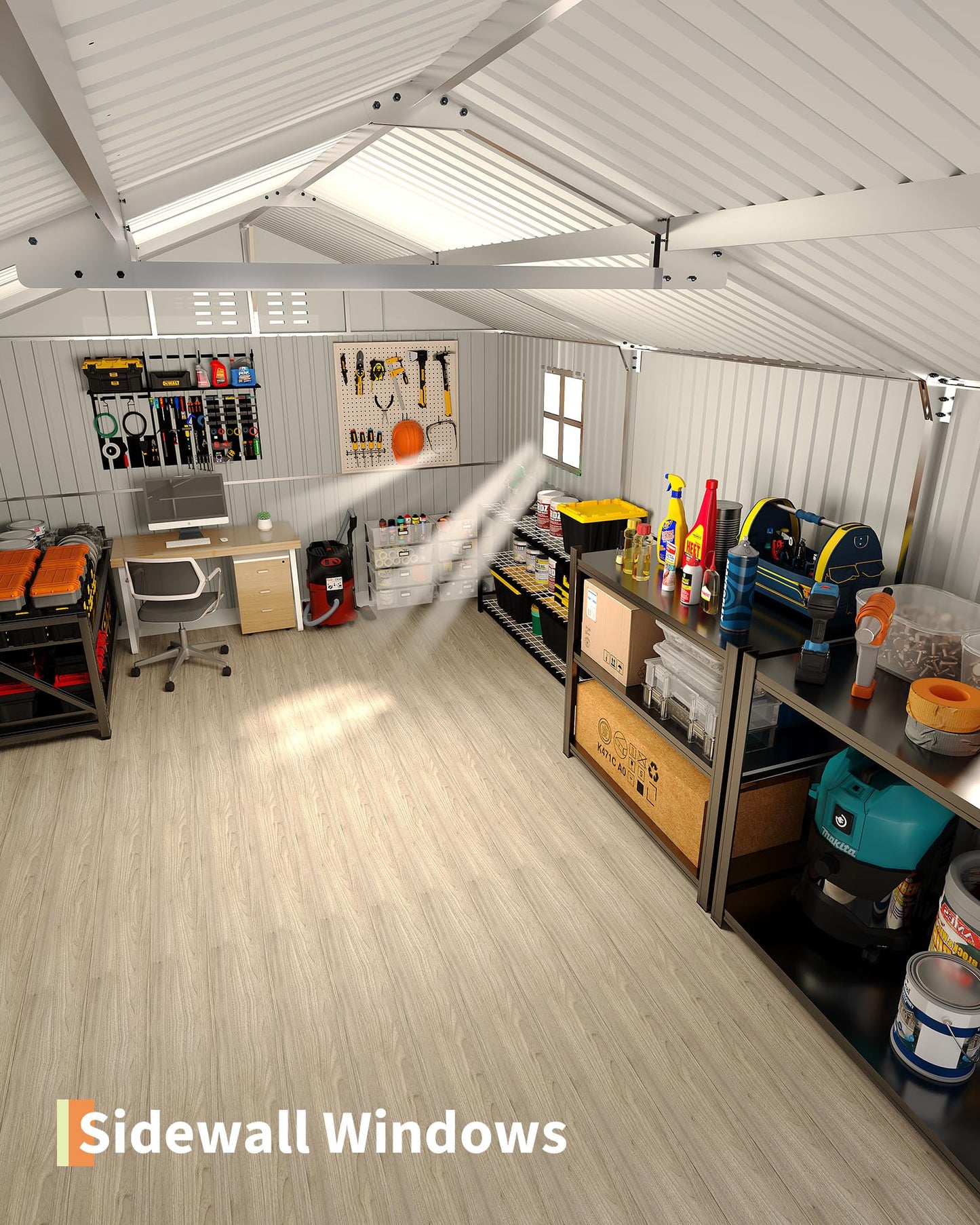GarveeLife 12x20 ft Metal Carport, Enclosed Car Port with Reinforced Frame and Steel Roof for All-Weather Use, Metal Garage Shed for Full-Sized Pickup Trucks