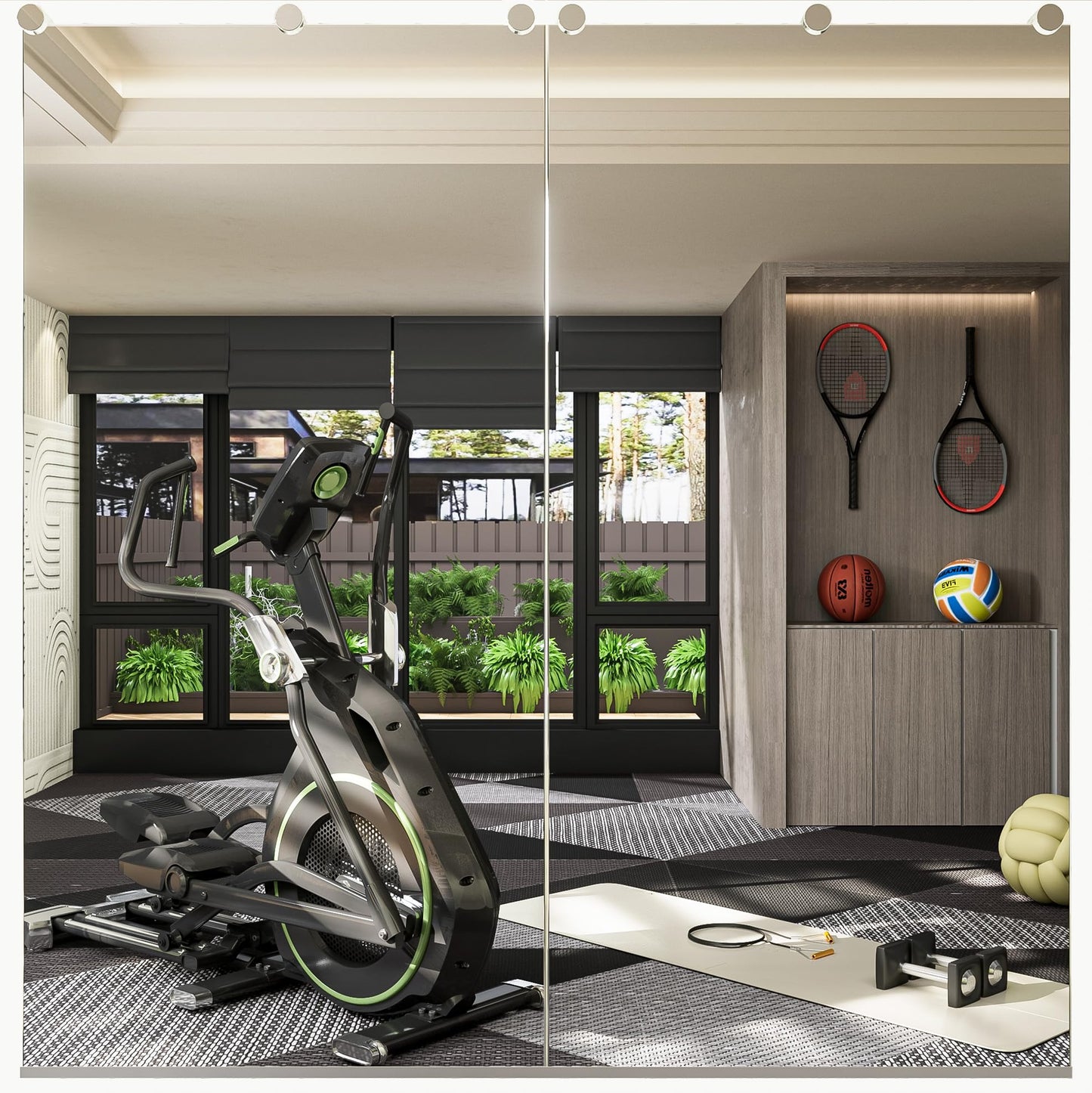 Keonjinn Home Gym Mirror, 48" x 24" x 2Pcs, Large Exercise Mirror, Frameless Full Body Mirrors, Tempered Glass, Wall Mounted for Gym, Yoga, Bedroom, Dance Studio