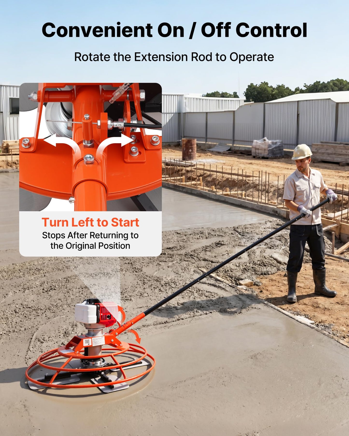VEVOR Power Trowel, 28.3 inch Trowel Diameter Concrete Finishing Machine, 4 Blades, Adjustable 0-12° Pitch, Gas-Powered Walk-Behind Cement Surface Finisher for Smooth Floors, Bridge Construction