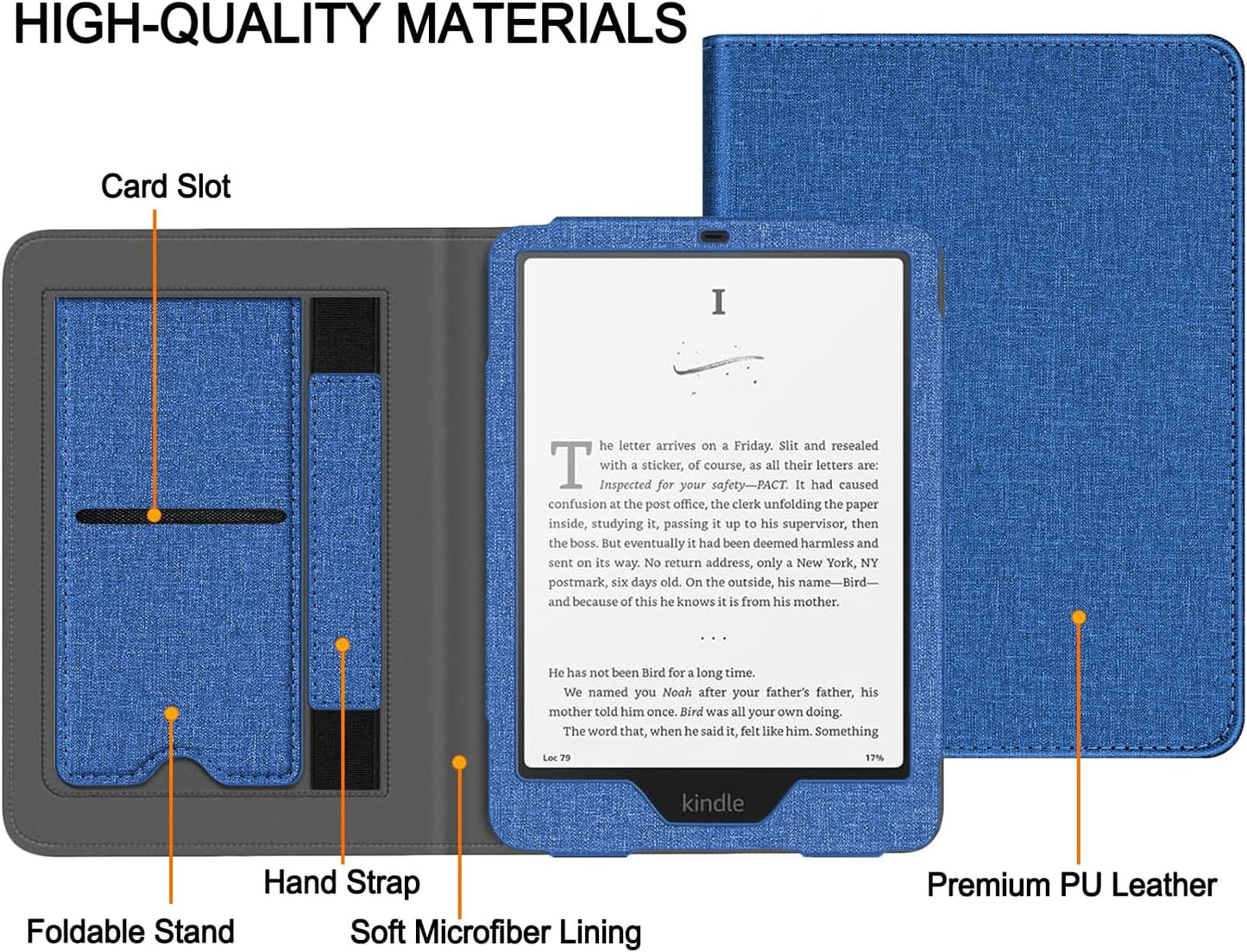 Snowwicase Ebook Case with Stand and Hand Strap,Incompatible Alcatel TCL (Navy Blue)