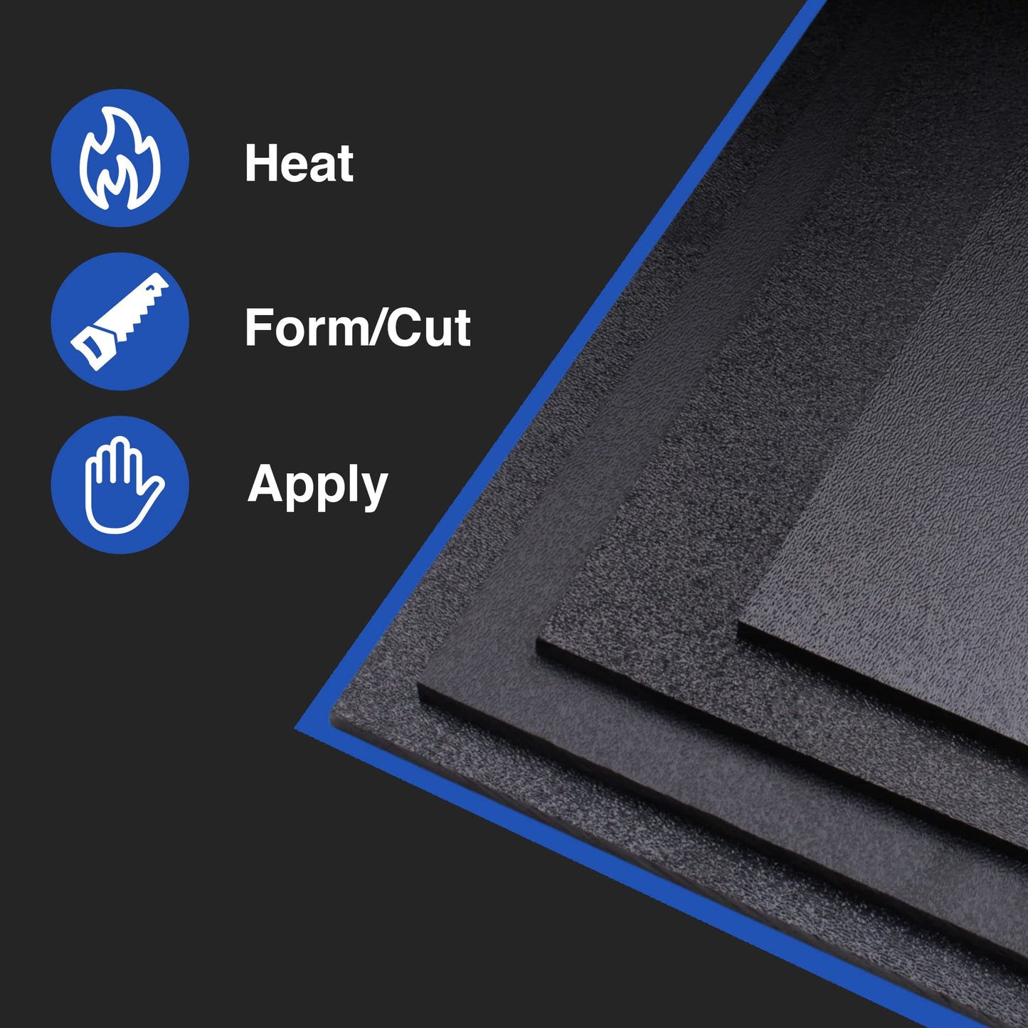 Duco ABS Plastic Sheet 1/4" (6mm) Thick 24" x 48" - 4 Pack of USA-Made Textured & Matte ABS Black Sheet - Heat Moldable Plastic Panel for Home Decor, Crafts, Robotics, DIY Projects and Industrial