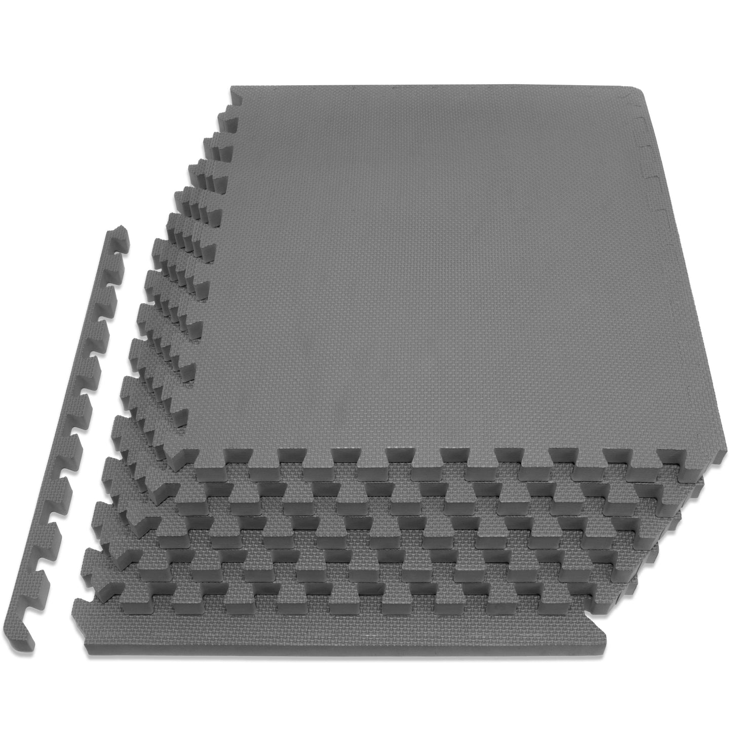 ProsourceFit Weaved Pattern Extra Thick Exercise Puzzle Mat ¾-inch, EVA Foam Interlocking Tiles for Protective, Cushioned Flooring for Home and Gym Equipment; Grey, 24 SQ FT, 6 Tiles