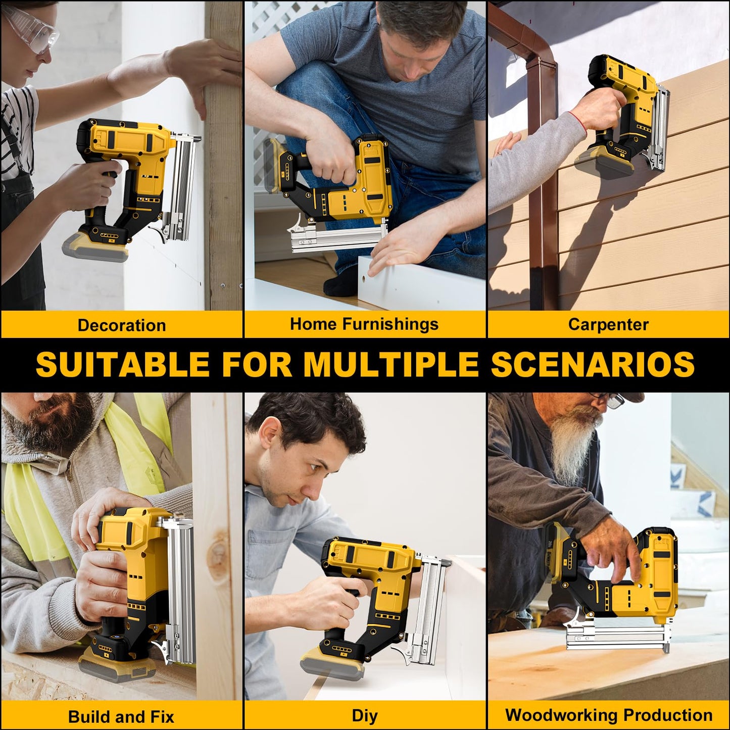 18 Gauge Cordless Brad Nailer for Dewalt 20V MAX Battery, Battery Powered Nail Gun with 1000 Nails, Electric Nail Gun for Woodworking & Home Improvement (No Battery)