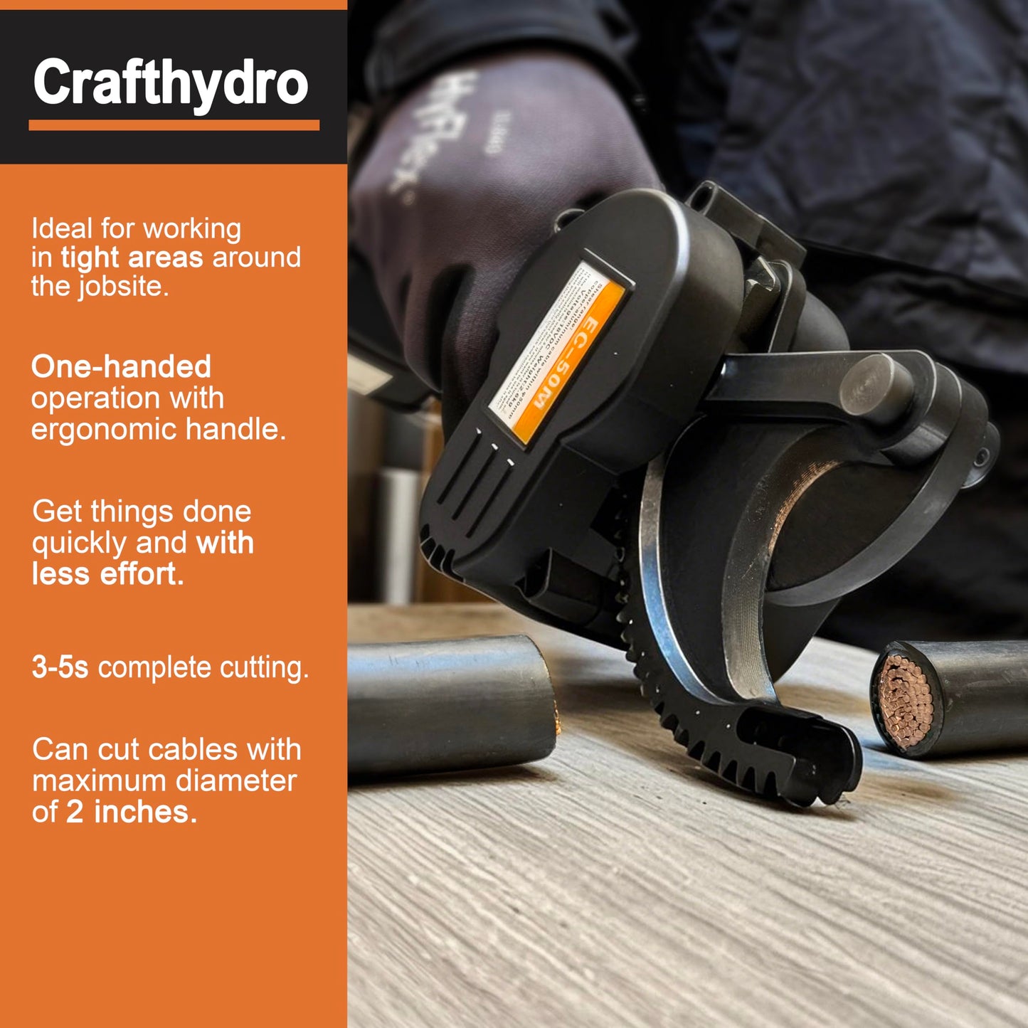 21V Battery Ratcheting Cable Cutters Cordless Heavy Duty Electric Wire Cutters(1000 MCM Copper/1250 MCM Aluminum) Electrical Ratchet Portable Cable Cutter with Comfort Grip Handle, Alloy Steel Blades