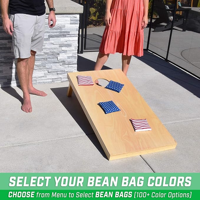 GoSports Regulation Size Wooden Cornhole Set with Natural Wood Finish - Includes Carrying Case
