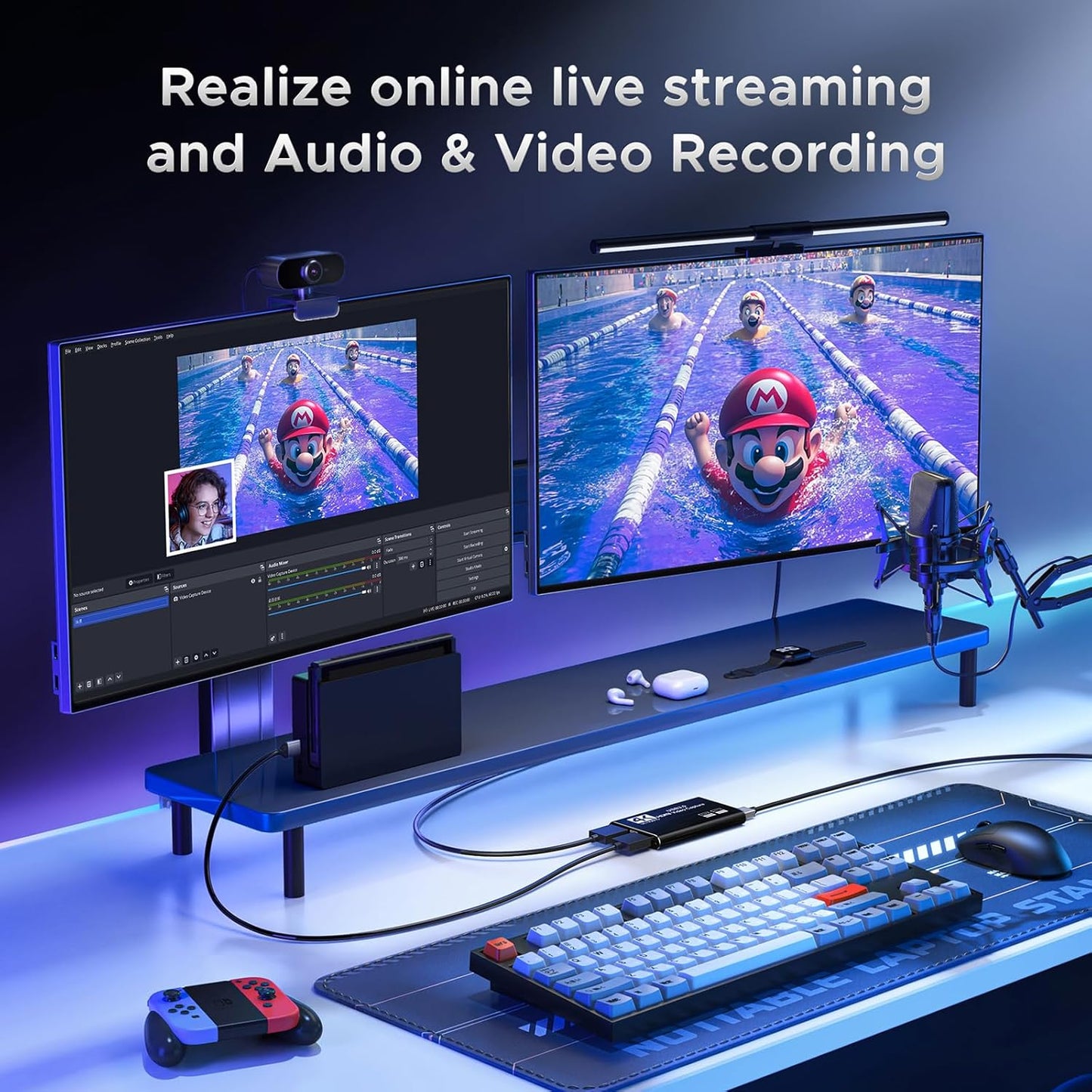 XIIXMASK 3.0 4K 1080P 60FPS/2K 30FPS PS5/Camera/PC Video Capture Card, USB Capture Card HDMI Loop-Out, Video Game