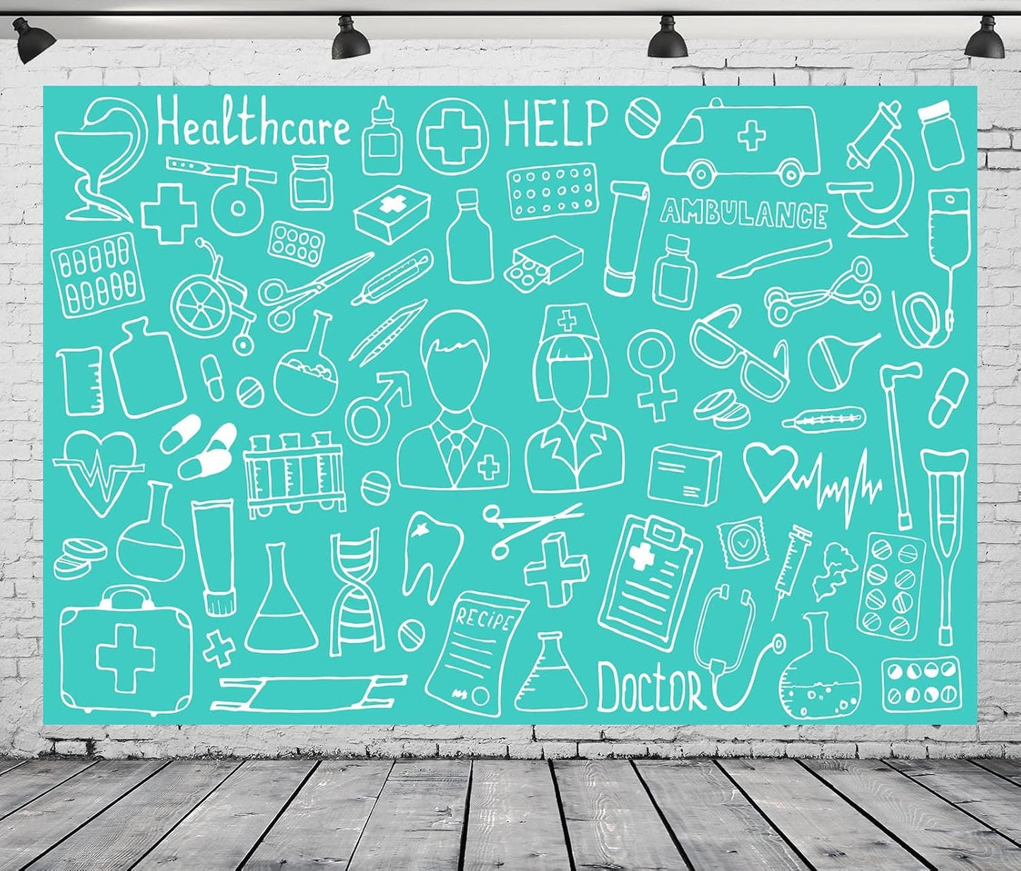 BELECO 7x5ft Fabric Doctor and Nurse Photography Backdrop Medical Equipment Healthcare Ambulance Background Hospital
