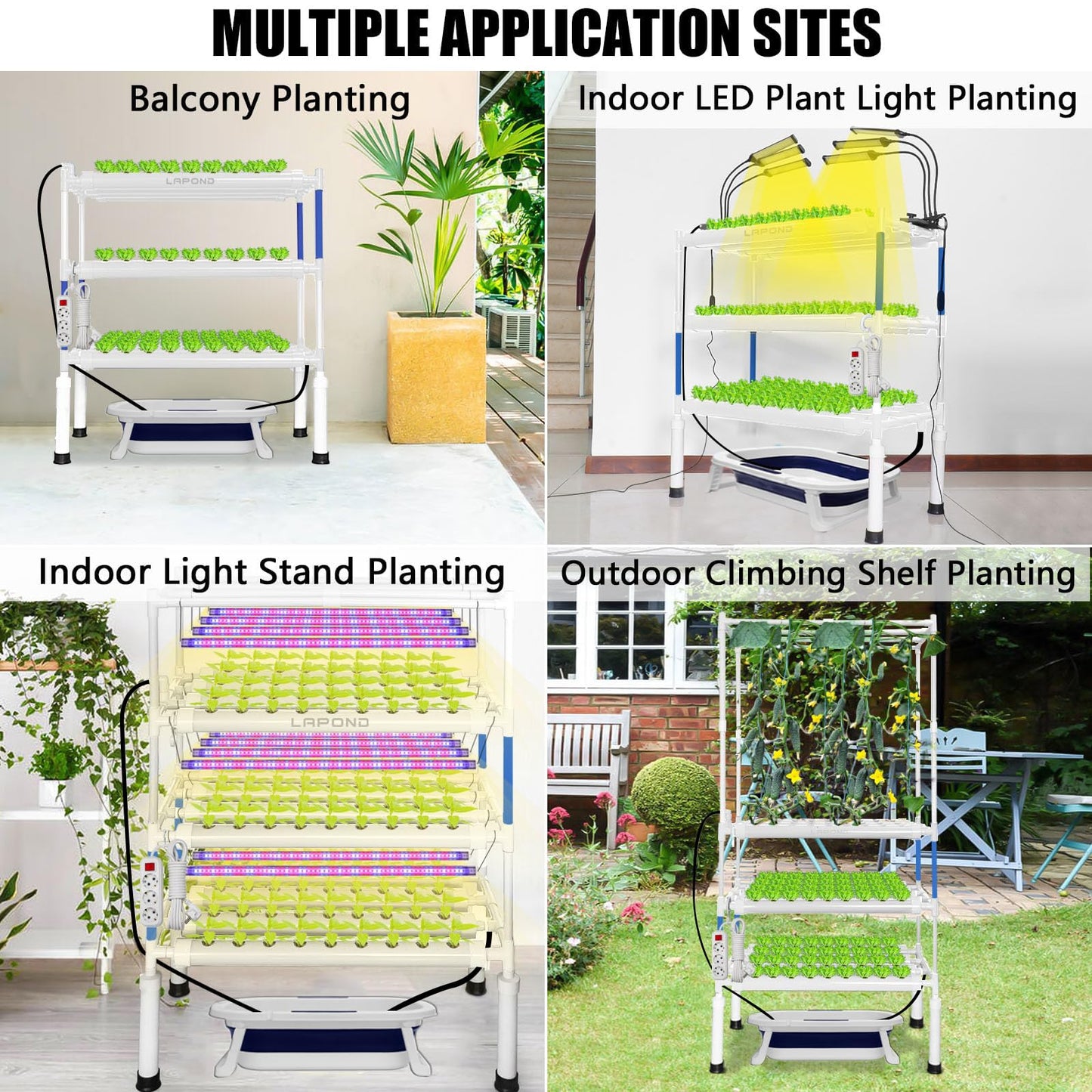 LAPOND Upgraded Hydroponics Growing System Kit with 9 Gal(35L) Collapsible Water Basin