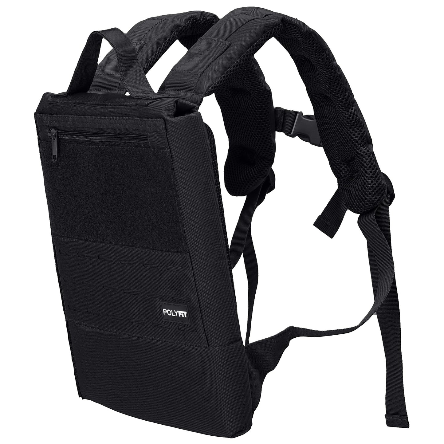 Polyfit Rucking Backpack 2.0 - Weighted Ruck Pack for Weight Plates - Patent Pending Side-Loading Rucksack for Walking, Running, Rucking, Strength and Endurance Training - Black