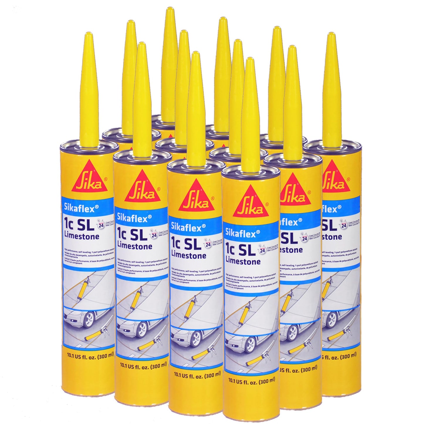 AWF PRO - Sikaflex 1C SL 10 oz Limestone, Concrete Expansion Joint Filler, Self Leveling, Polyurethane Sealant. Pack of 12