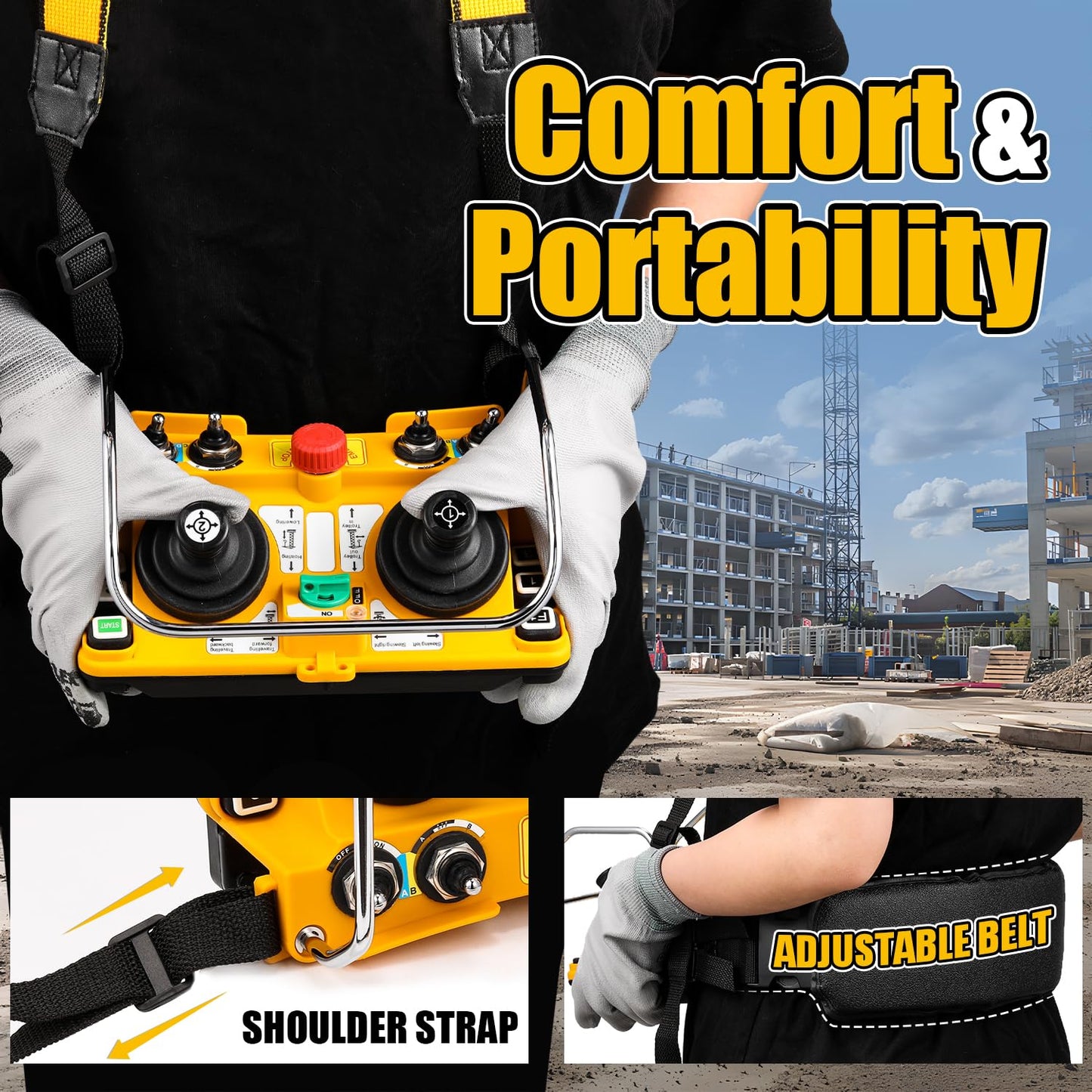 NEWTRY Hoist Crane Remote Control Wireless F24-60 12V Heavy Duty Rocker Type Five-Speed Remote Control Wireless System Industrial Channel Electric Lift Hoist Transmitter Receiver (12V)