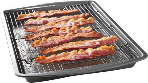 GoodCook Nonstick Carbon Steel Baking Pan & Wire Rack Set - 15” x 10.5”, Perfect for Pizza & Bacon